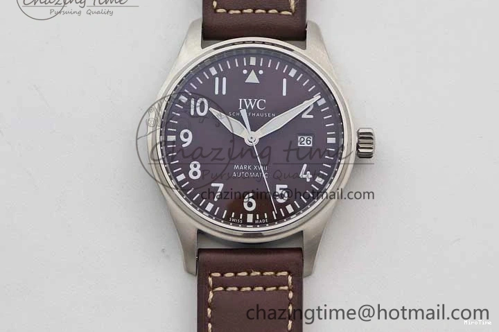 MIROTIME 0413 HighQuality Mark XVIII IW327010 SS M+F 1:1 Best Edition Brown Dial on Brown Leather Strap A 7049